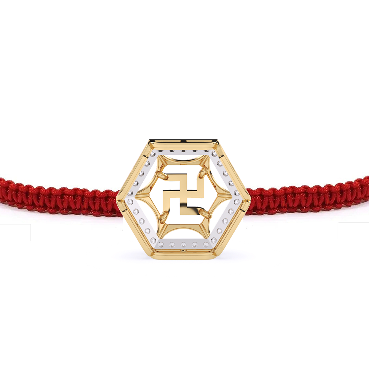 Spiritual Sparkle Swastik And Elegant Hexagon Lab Diamond Halo